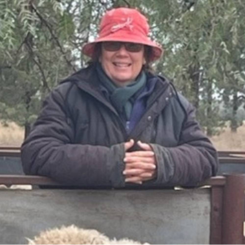 Helen Woods in sheep yards